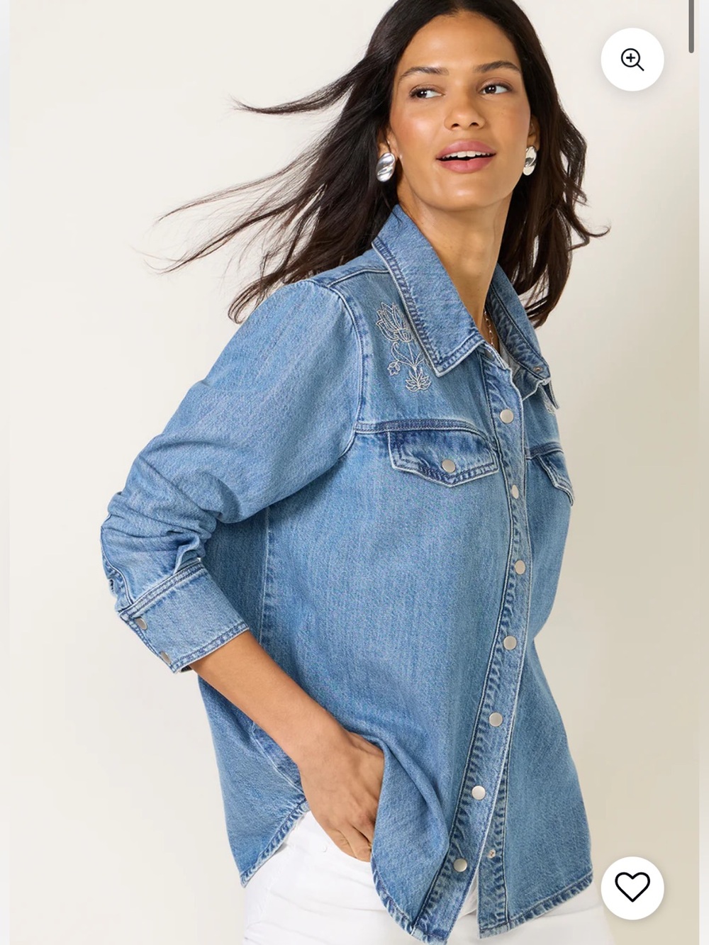 Seventy + Mochi Juno Denim Embroidered Shirt in Malibu